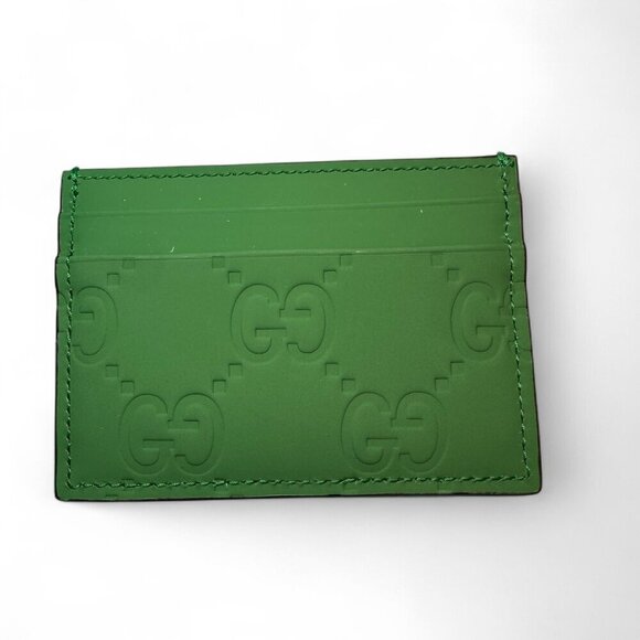 GUCCI Rubber Jumbo GG Leather Card Holder, Green, Unisex, Like New - Picture 2 of 11